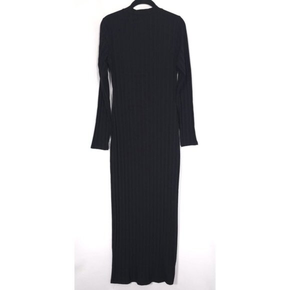 NWT Reformation Women's MEDIUM Lani Knit Maxi Dress Black USA MADE Button Front - Picture 5 of 12